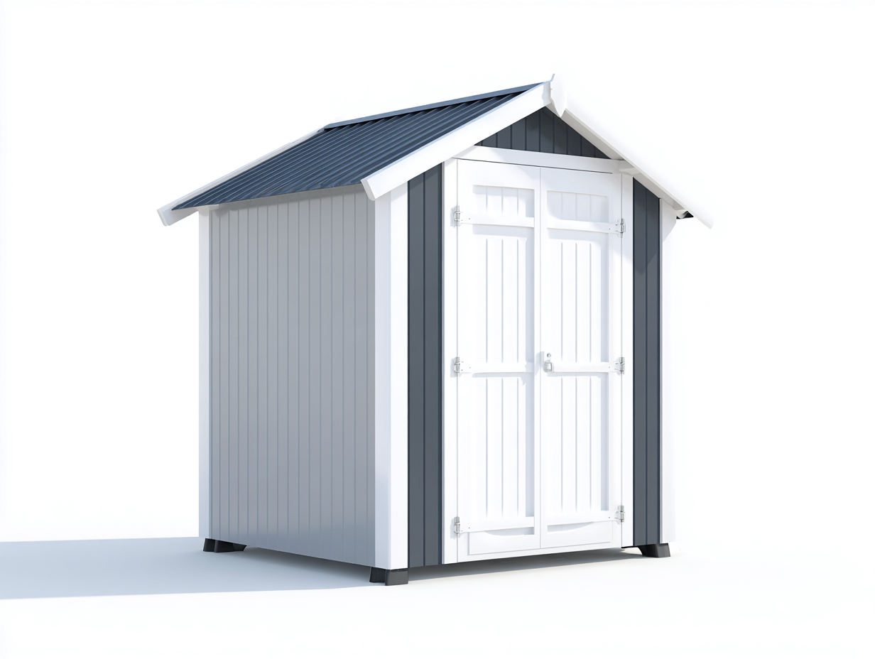 Abri de jardin - résine synthétique - 190x120x200 cm - gris-blanc - style contemporain-Roomuply