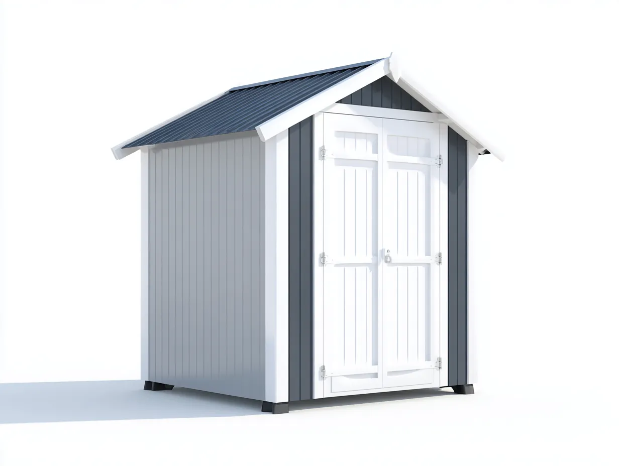 Abri de jardin - résine synthétique - 190x120x200 cm - gris-blanc - style contemporain-Roomuply