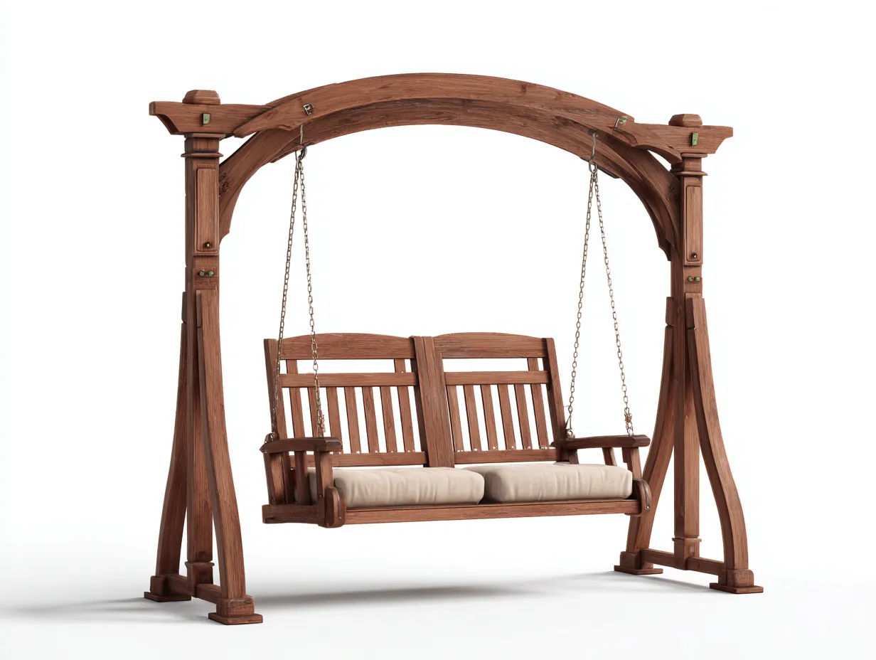 Balancelle de jardin - bois massif - 190x125x175 cm - beige-marron - style classique-Roomuply