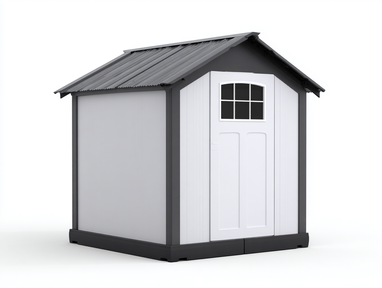 Abri de jardin - résine synthétique - 185x120x200 cm - gris-blanc - style contemporain-Roomuply