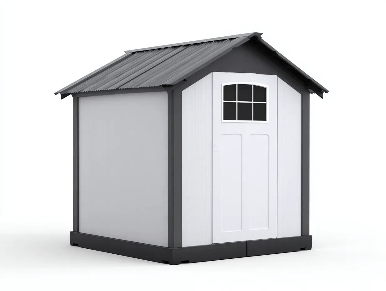 Abri de jardin - résine synthétique - 185x120x200 cm - gris-blanc - style contemporain-Roomuply