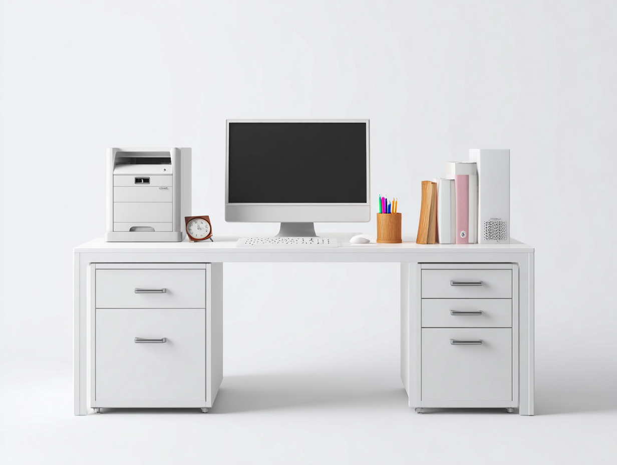 Bureau - panneaux de bois - 138x62x74 cm - Blanc - Style moderne minimaliste-Roomuply