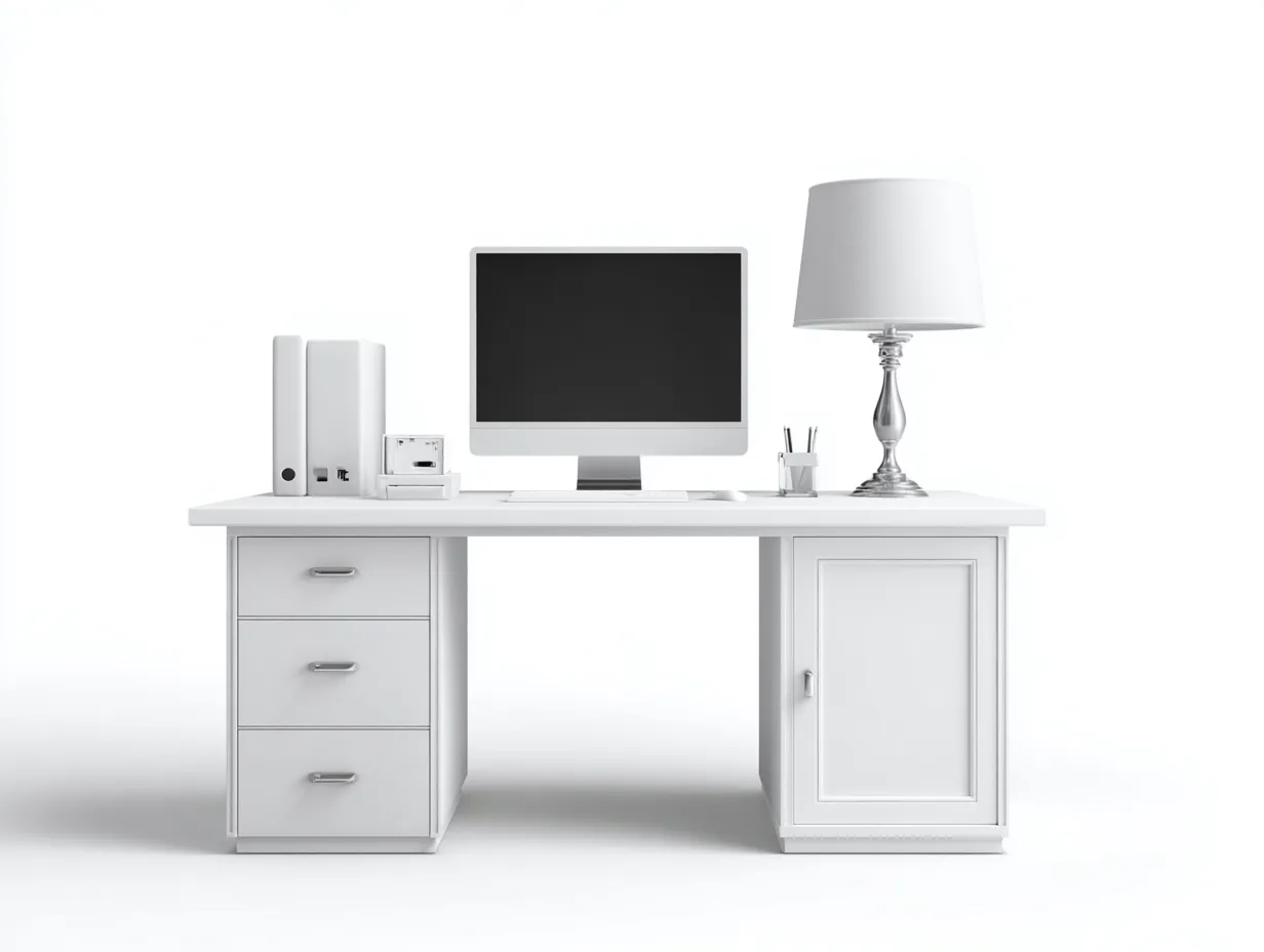 Bureau - panneaux de bois - 145x65x75 cm - Blanc - Style moderne élégant-Roomuply