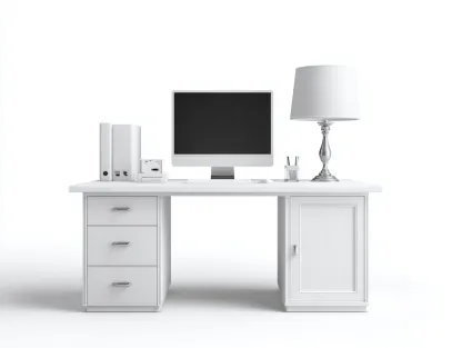 Bureau - panneaux de bois - 145x65x75 cm - Blanc - Style moderne élégant-Roomuply