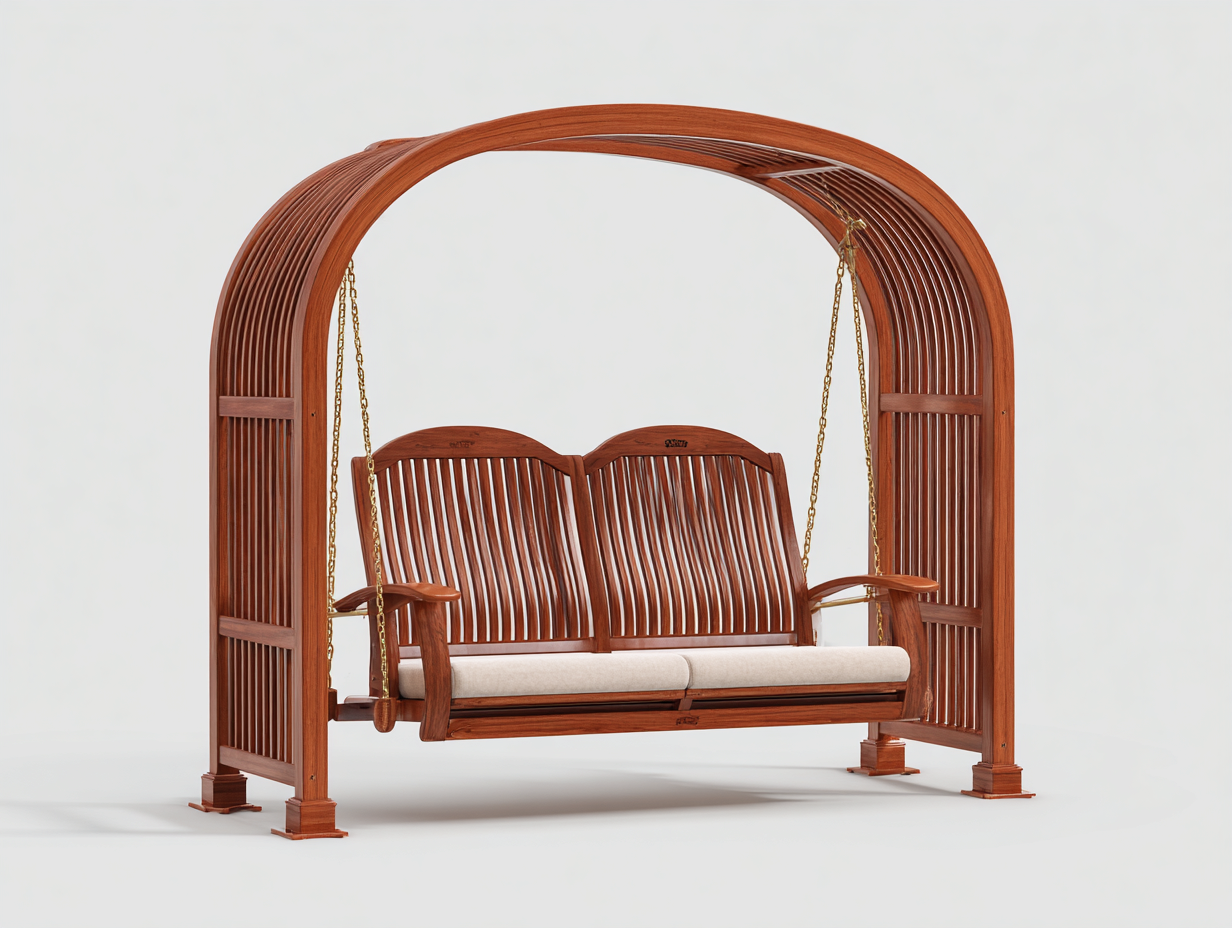 Balancelle de jardin - bois massif - 200x130x185 cm - beige-marron - style contemporain-Roomuply