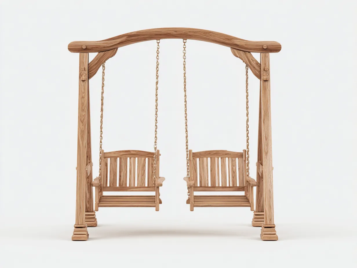 Balancelle de jardin - bois massif - 180x120x170 cm - naturel - style classique-Roomuply