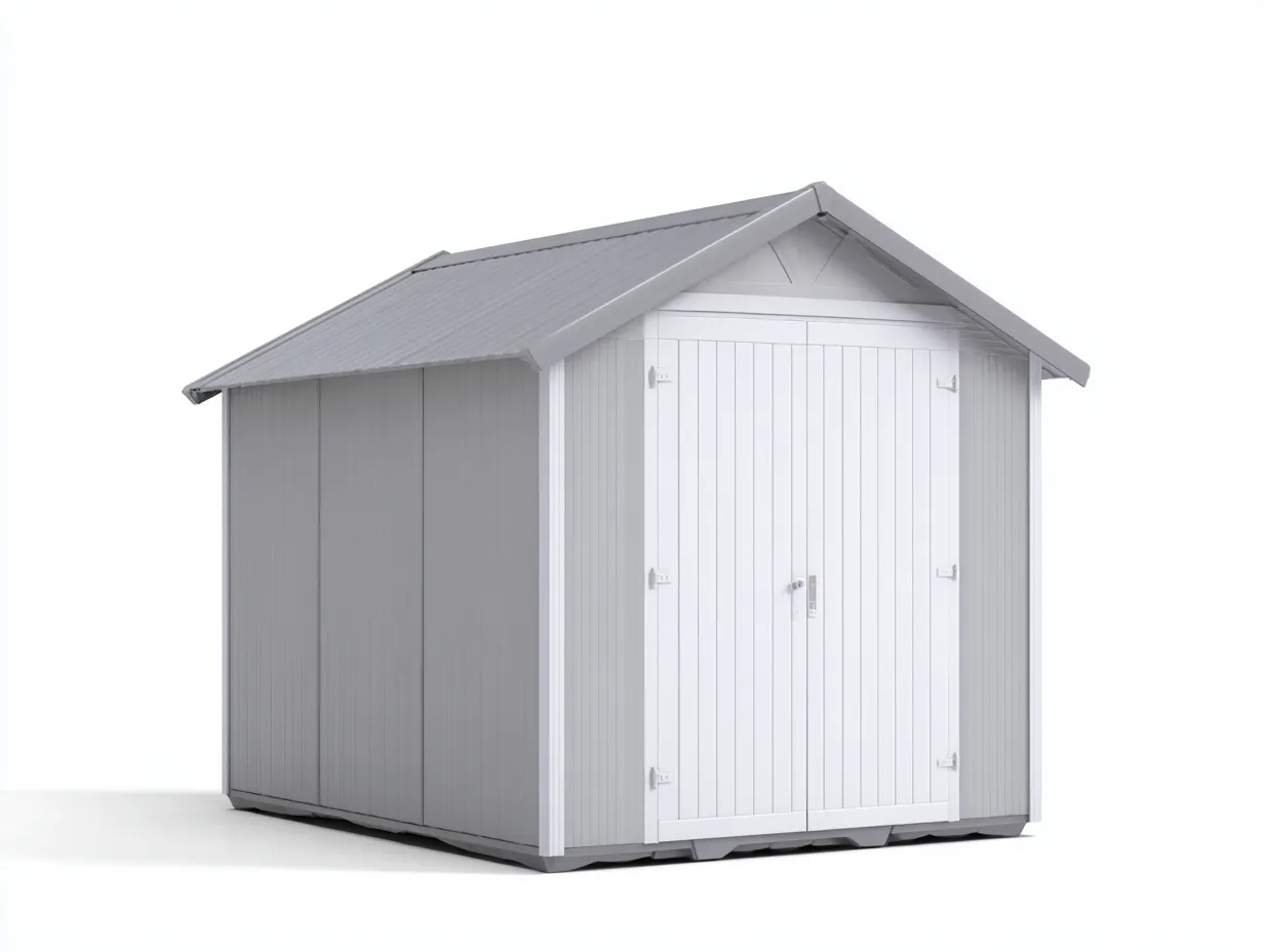 Abri de jardin - résine synthétique - 200x150x210 cm - gris-blanc - style contemporain-Roomuply