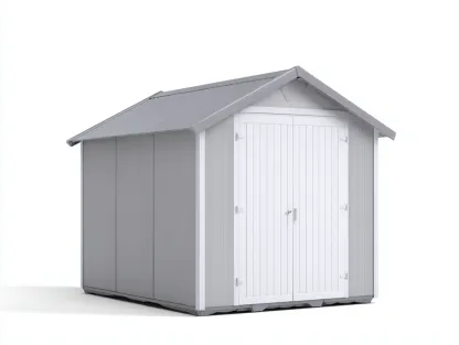 Abri de jardin - résine synthétique - 200x150x210 cm - gris-blanc - style contemporain-Roomuply