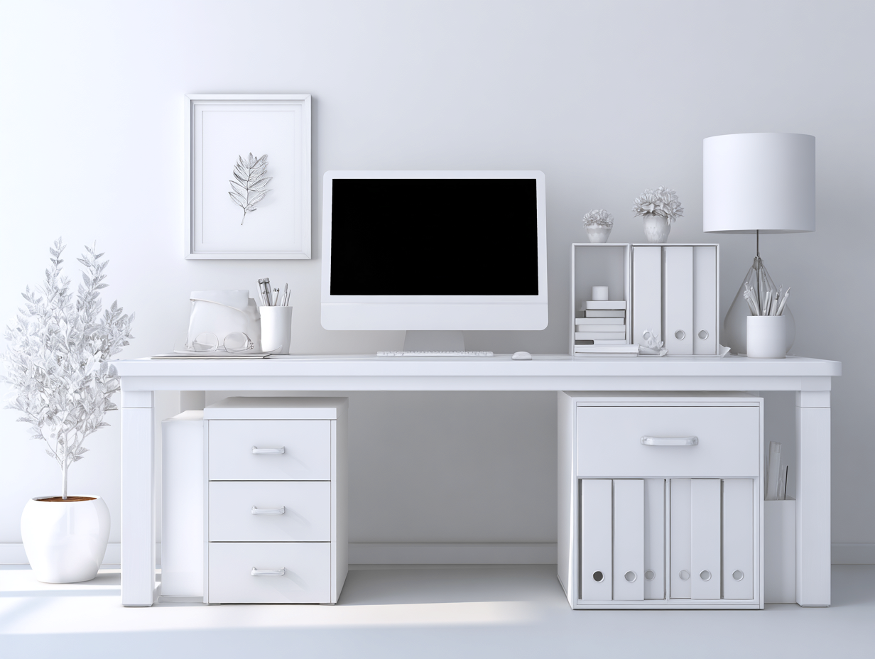 Bureau - panneaux de bois - 158x66x75 cm - Blanc - Style moderne lumineux-Roomuply