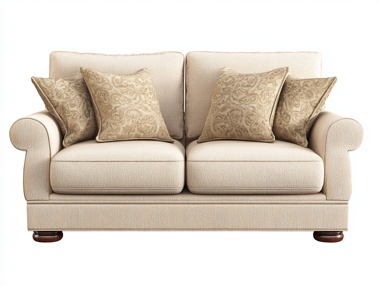 Canapé 2 places - tissu-bois - 189x97x85 cm - beige - style classique-Denuphut