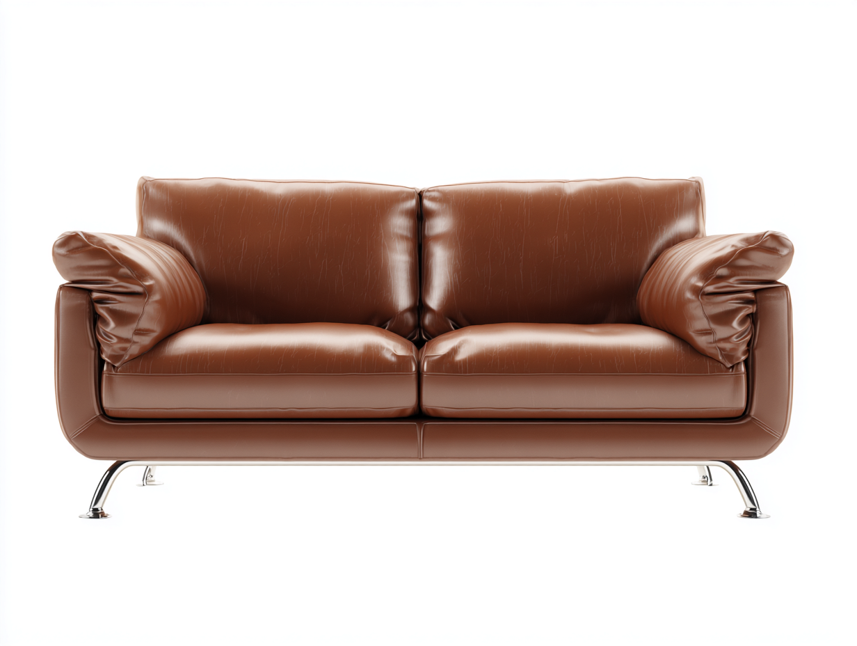 Canapé 2 places - cuir-métal - 188x92x82 cm - marron - style moderne-Denuphut