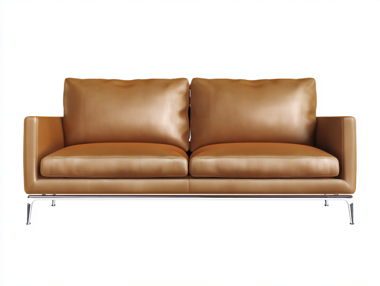 Canapé 2 places - cuir-métal - 190x94x81 cm - marron - style contemporain-Denuphut