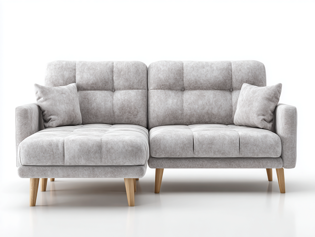 Canapé d'angle - tissu - 210x145x86 cm - gris clair - style scandinave-Denuphut