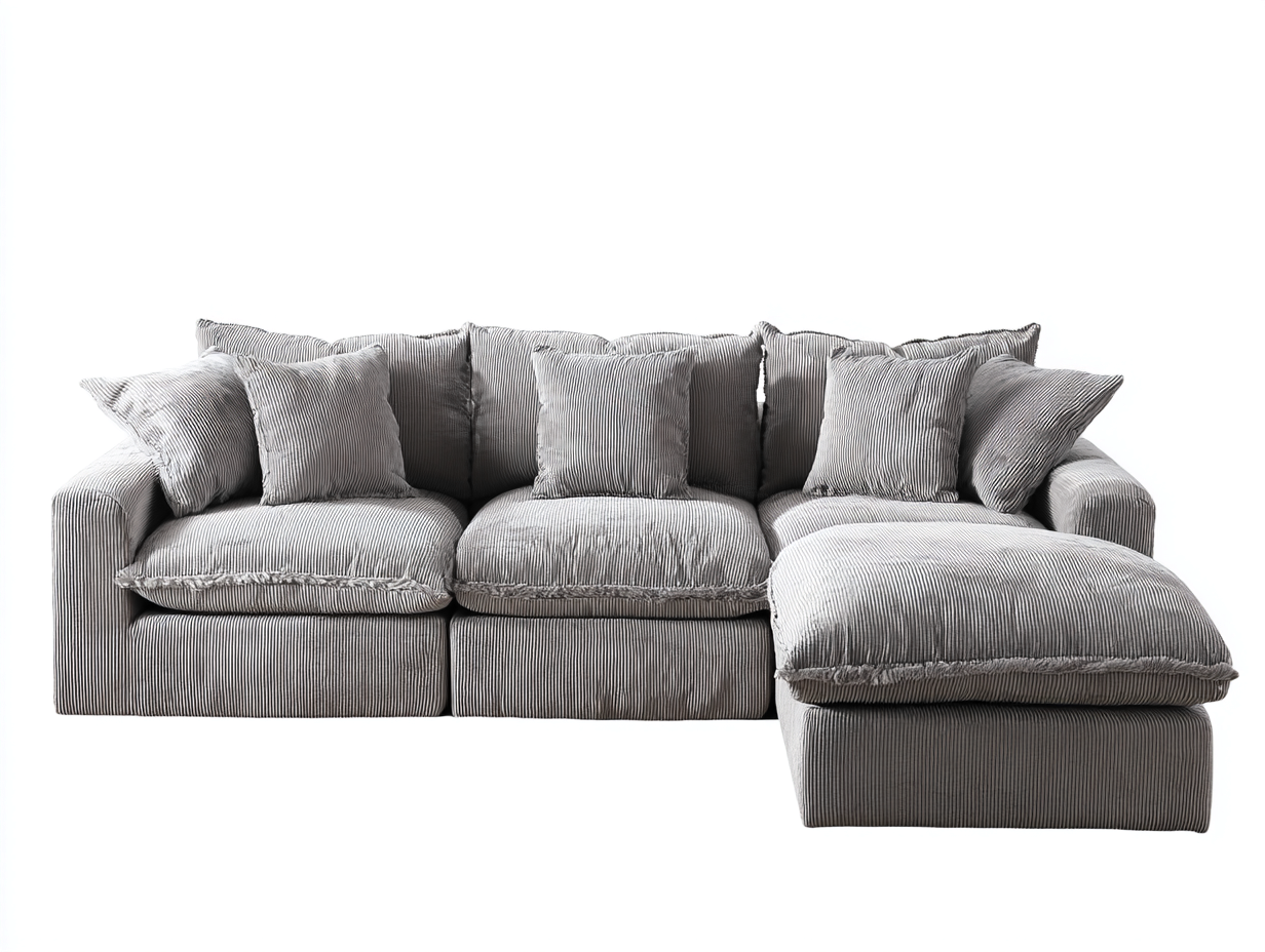 Canapé d'angle - tissu côtelé - 285x170x80 cm - gris - style contemporain-Denuphut