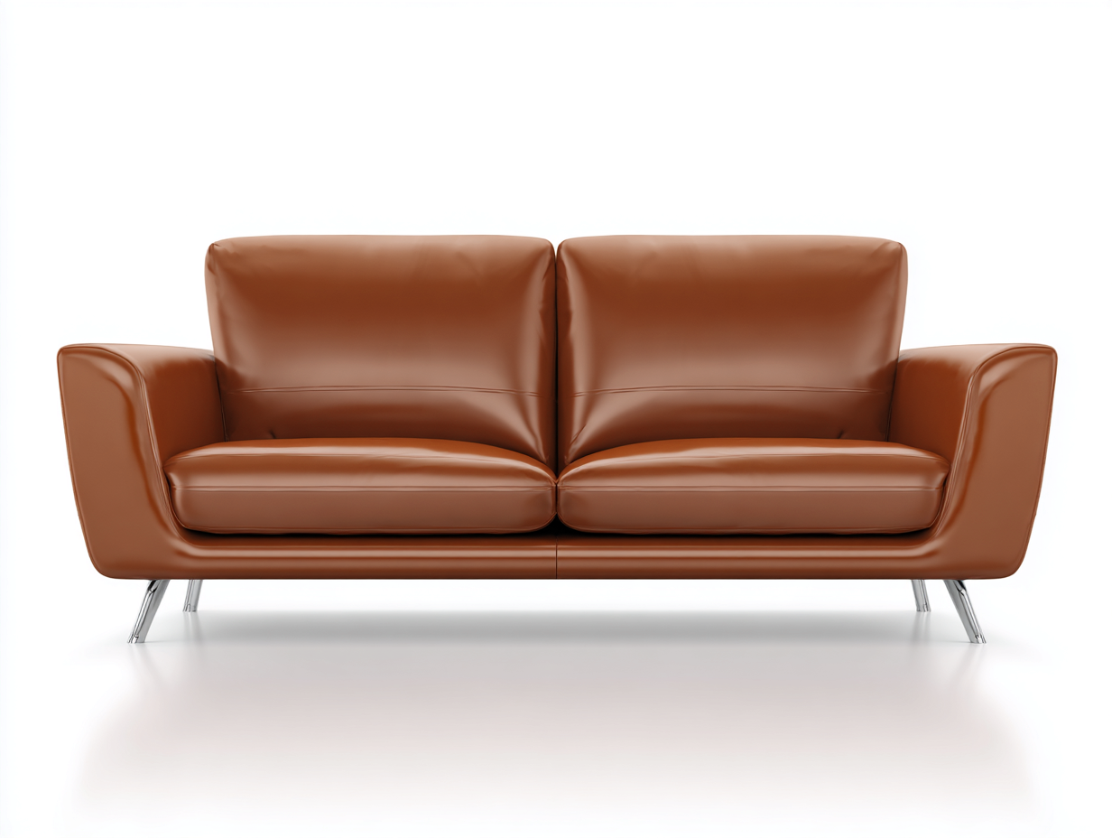 Canapé 2 places - cuir-métal - 182x90x80 cm - marron - style contemporain-Denuphut