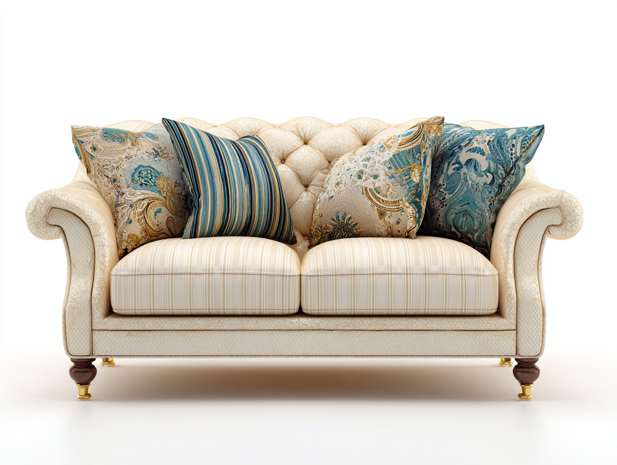 Canapé 2 places - tissu-bois - 196x100x89 cm - beige - style classique-Denuphut