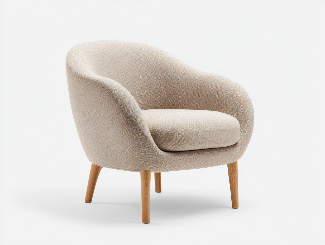 Fauteuil en tissu - tissu-bois - 74x70x80 cm - beige - style moderne-Denuphut