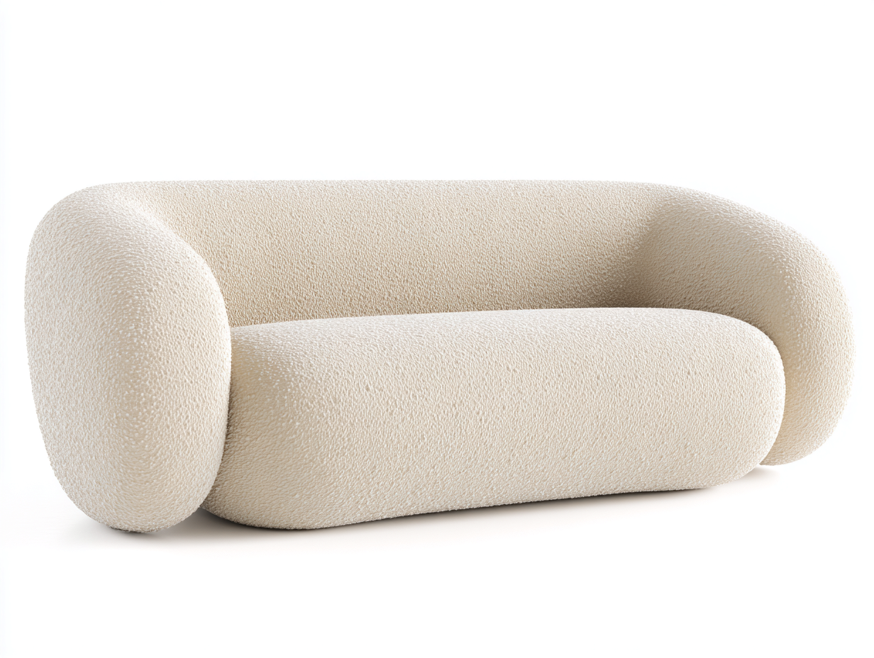 Canapé 2 places - tissu - 182x90x74 cm - beige - style contemporain-Denuphut