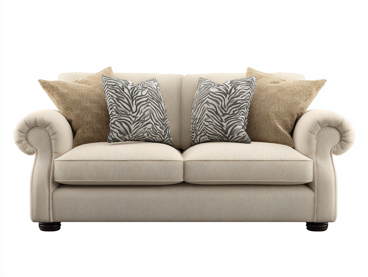 Canapé 2 places - tissu-bois - 192x98x87 cm - beige - style classique-Denuphut