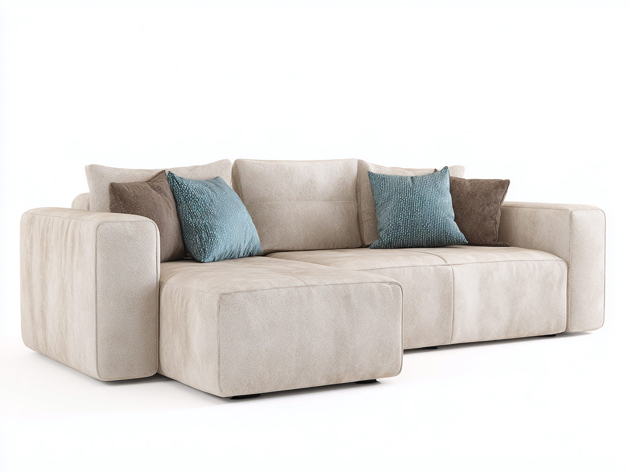 Canapé d'angle - tissu - 290x170x82 cm - beige - style contemporain-Denuphut