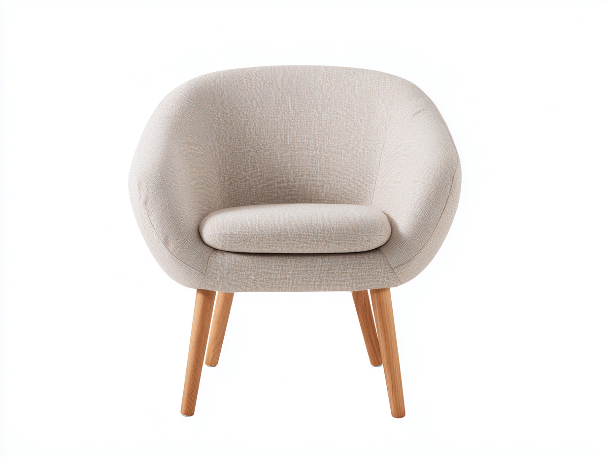 Fauteuil en tissu - tissu-bois - 72x68x78 cm - beige - style moderne-Denuphut