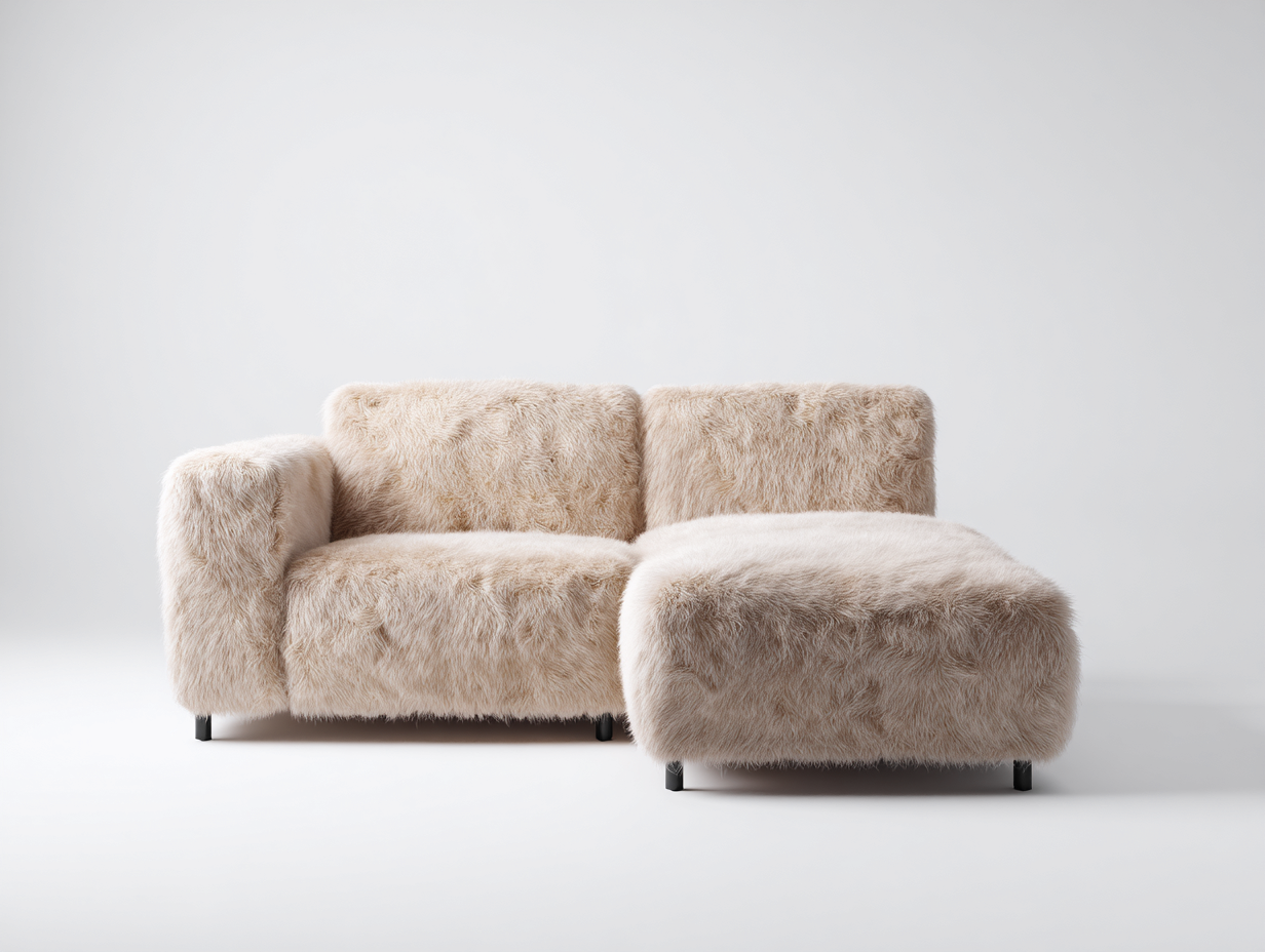 Canapé d'angle - tissu - 260x165x82 cm - beige - style contemporain-Denuphut