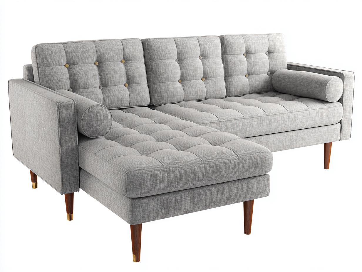 Canapé d'angle - tissu - 235x155x85 cm - gris clair - style scandinave-Denuphut