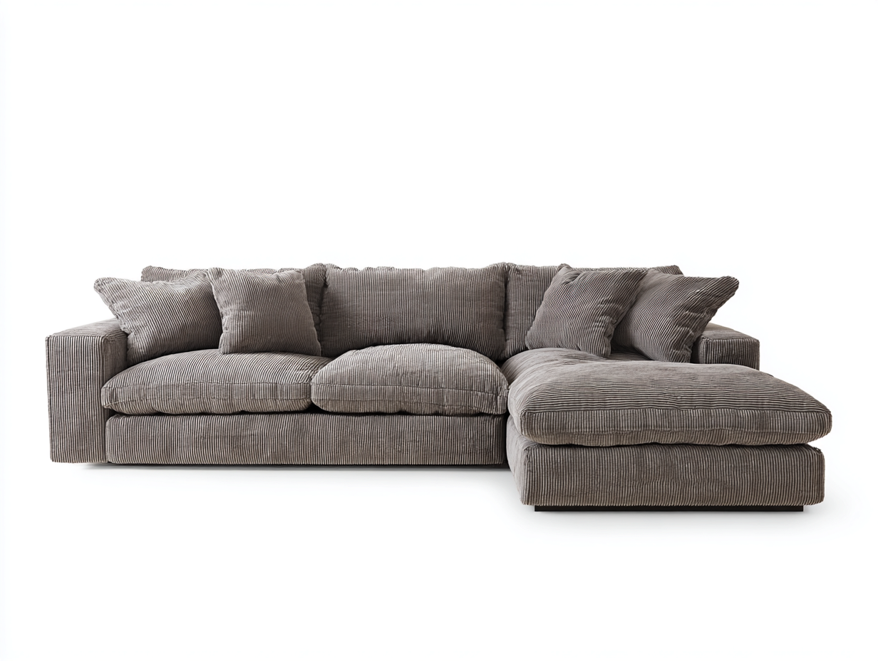 Canapé d'angle - tissu côtelé - 292x168x81 cm - gris - style contemporain-Denuphut