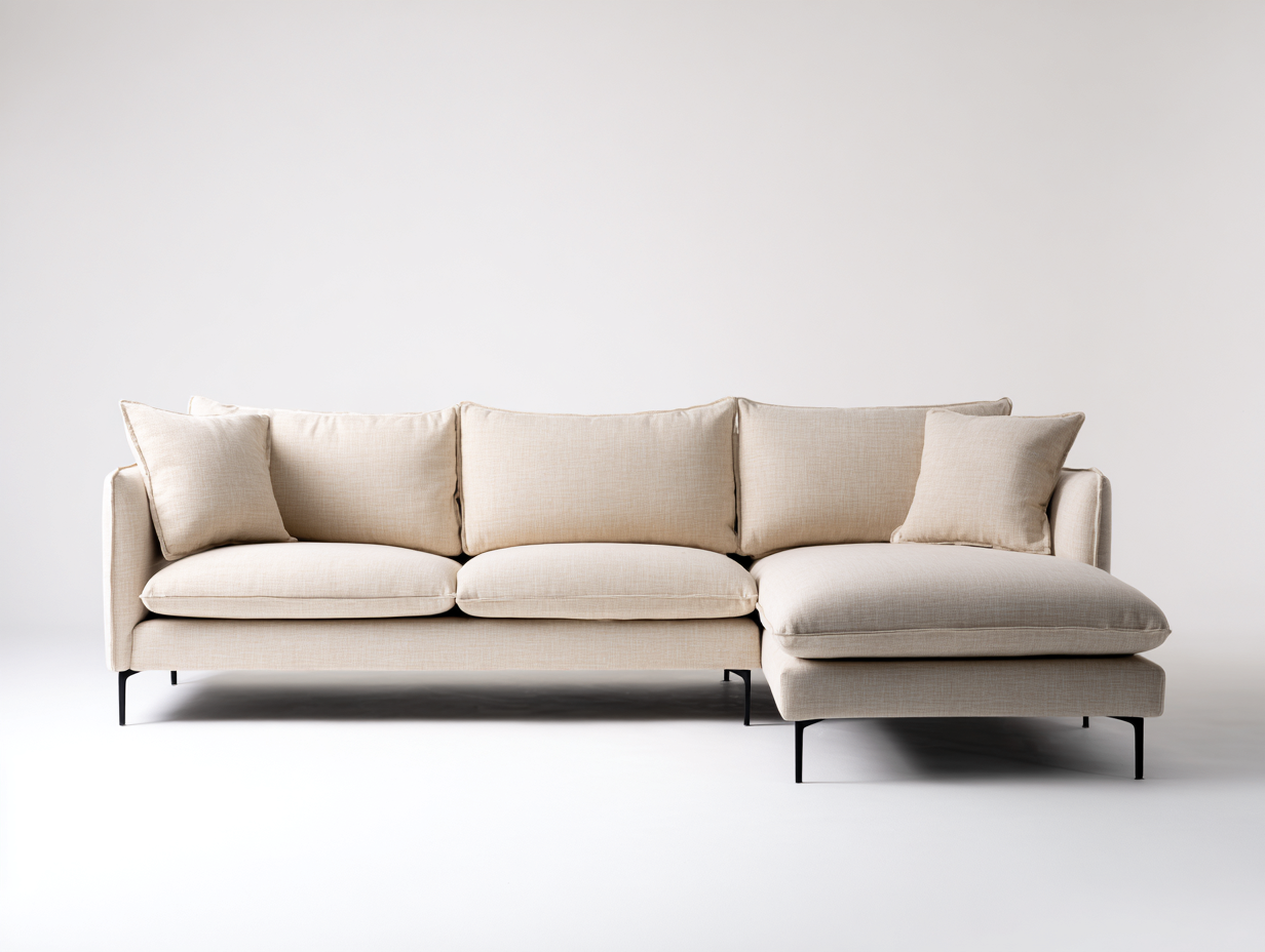 Canapé d'angle - tissu - 296x168x84 cm - beige - style contemporain-Denuphut