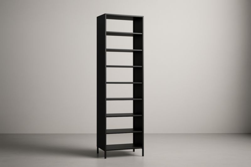 Étagère haute 200x50x30 cm en acier laminé noir avec 8 étagères