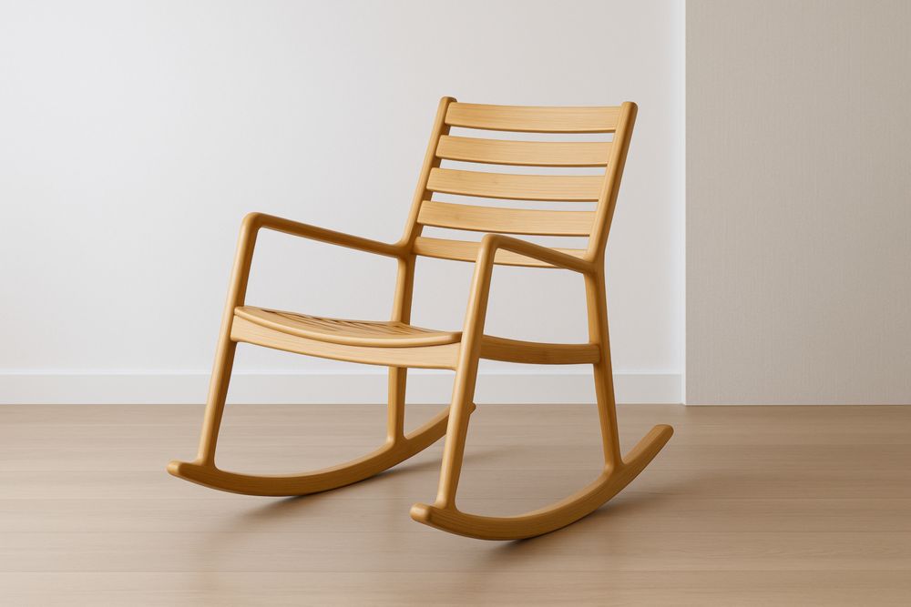 Chaise à bascule en bois de hêtre naturelle 120cm x 60cm x 80cm