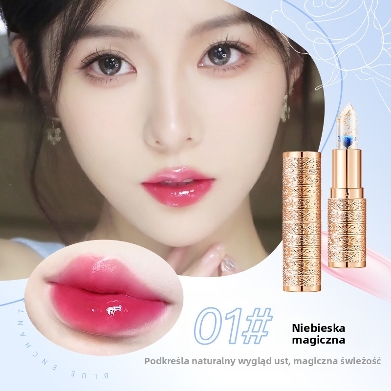 ✨ Pomadka Żelowa z Kwiatowymi Płatkami – Zmieniająca Kolor, Nawilżająca i Odporna ✨c