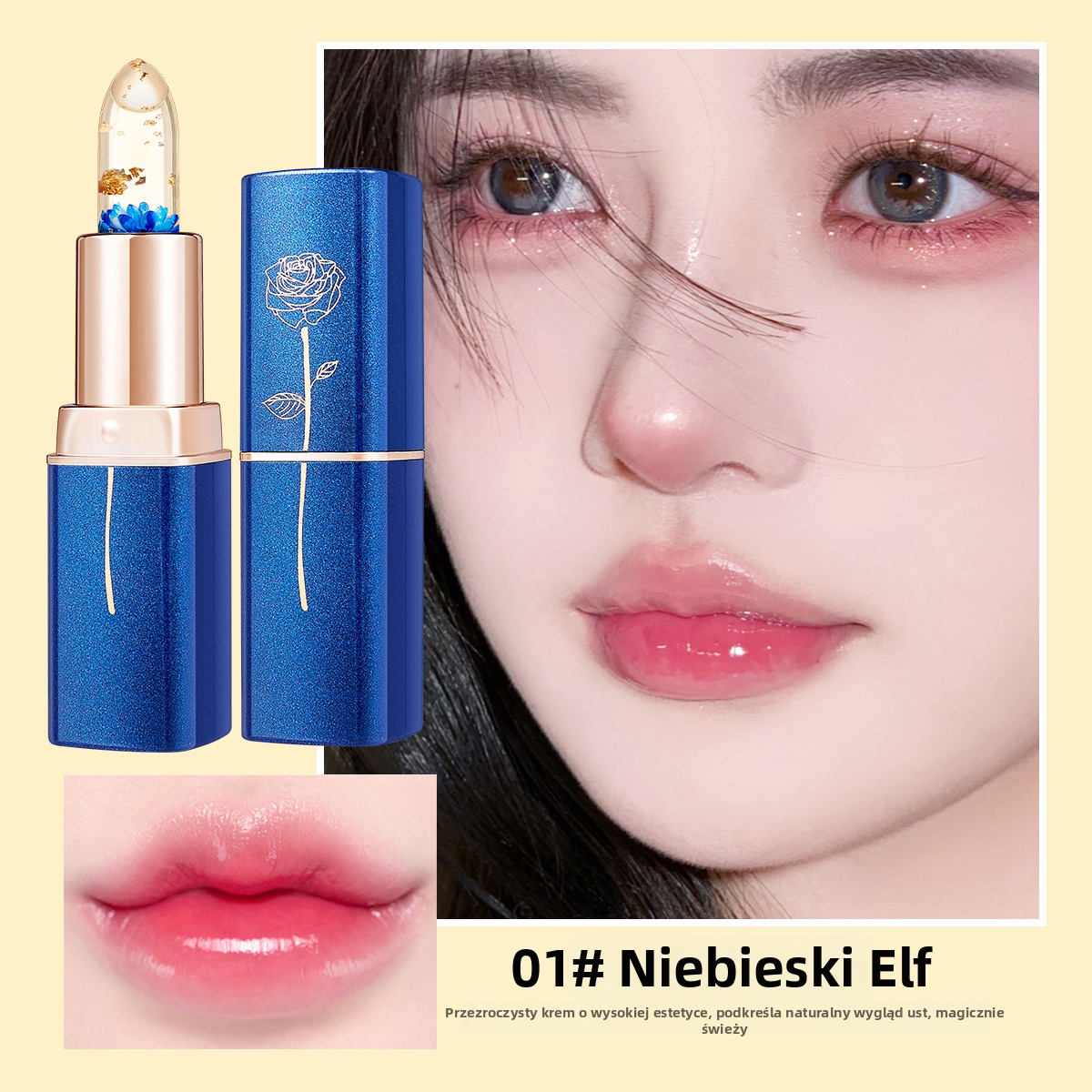 Pomadka do ust z efektem zmiany koloru i kwiatowym wzorem – nawilżenie i piękno na cały dzień