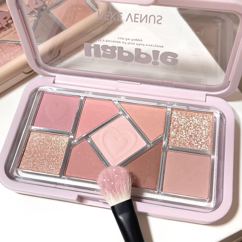 🌸 Paleta cieni do powiek 9 kolorów – perłowe i matowe, wielofunkcyjna