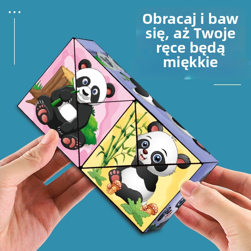 🌟Kostka Rubika 3D: Wzory pandy i dinozaura