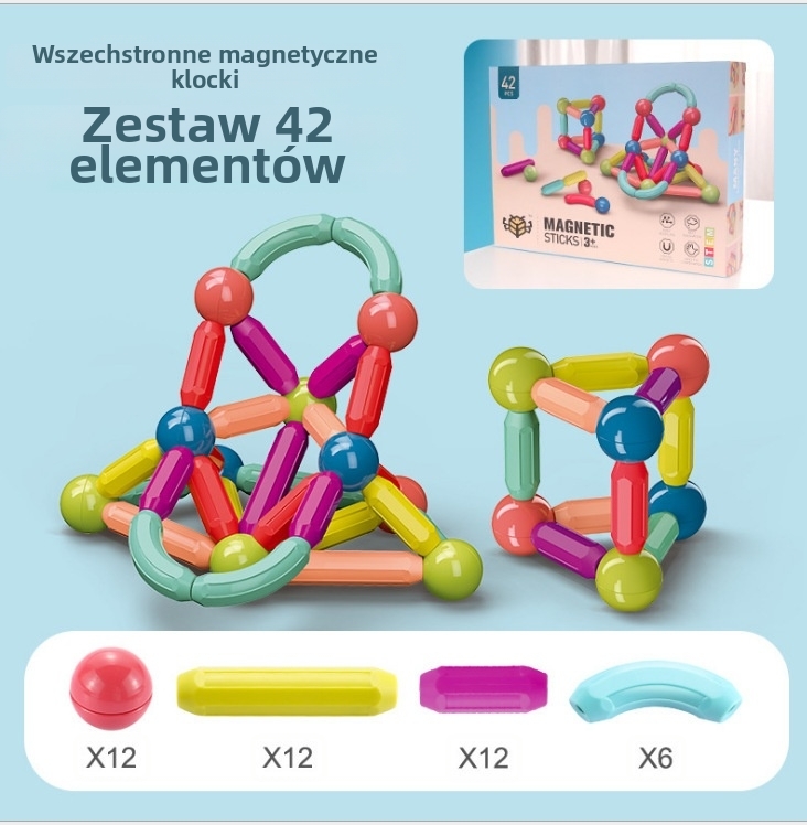 🧲 Przekształcalne pręty magnetyczne – edukacyjna zabawka dla dzieci