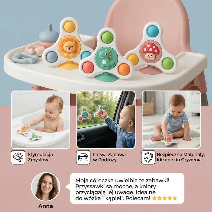Przyssawka dla niemowląt: obrotowa zabawka