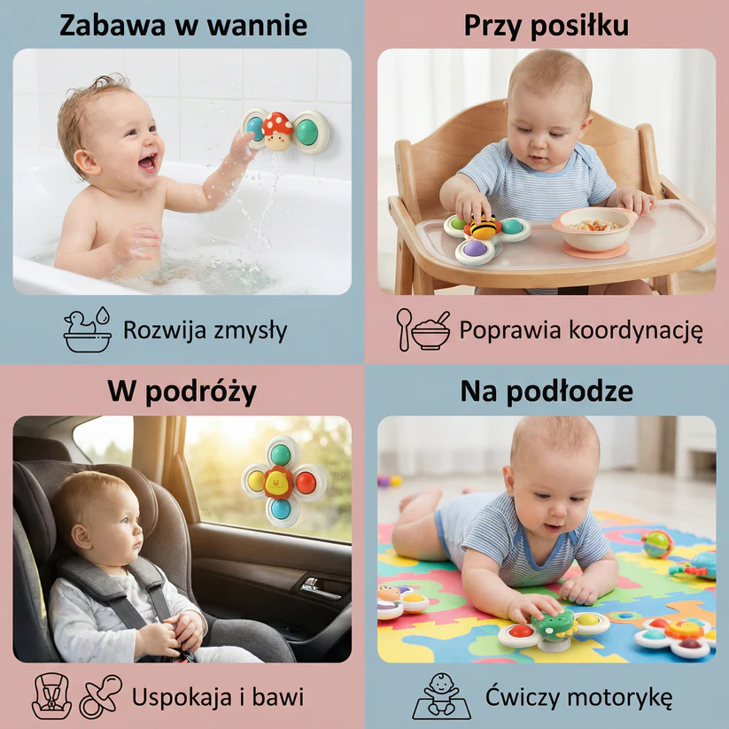 Przyssawka dla niemowląt: obrotowa zabawka