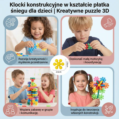 Klocki Plum Blossom: Łączone i obracane puzzle