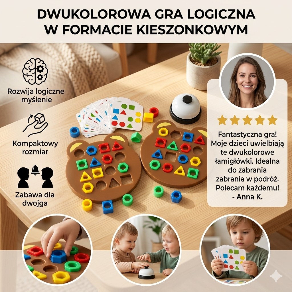 Gra logiczna kształtów – zabawka edukacyjna dla dzieci
