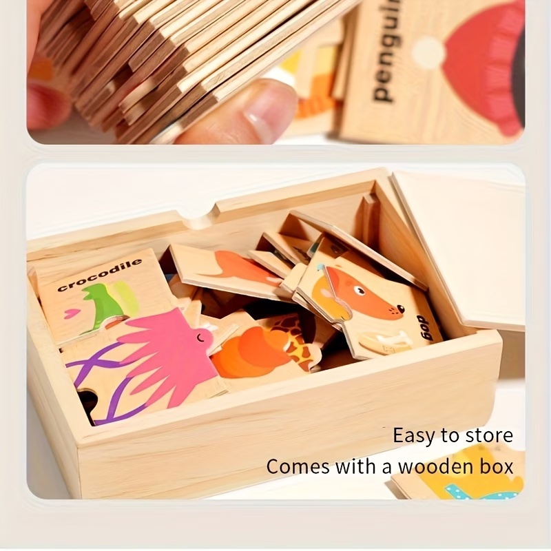 Nowa drewniana zabawka-puzzle w kształcie zwierząt, która uczy o zwierzętach i kształtach