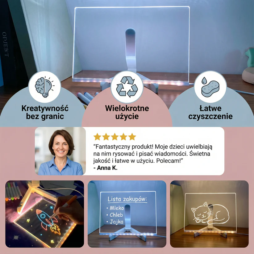Podświetlana tablica do rysowania dla dzieci | Podświetlana powierzchnia wielokrotnego użytku do kreatywnych notatek , sztuki i nauki