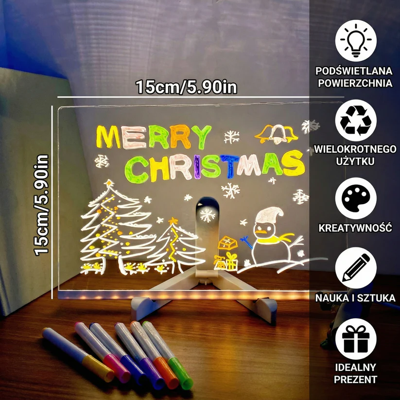 Podświetlana tablica do rysowania dla dzieci | Podświetlana powierzchnia wielokrotnego użytku do kreatywnych notatek , sztuki i nauki