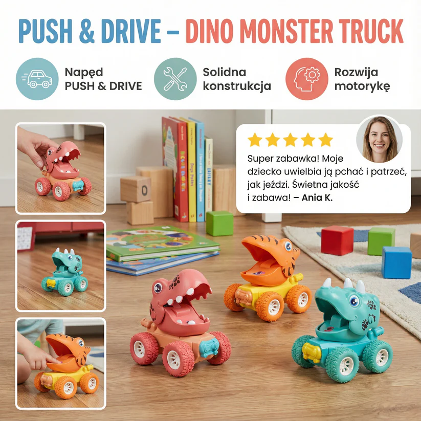PUSH & DRIVE – Dino Monster Trucki