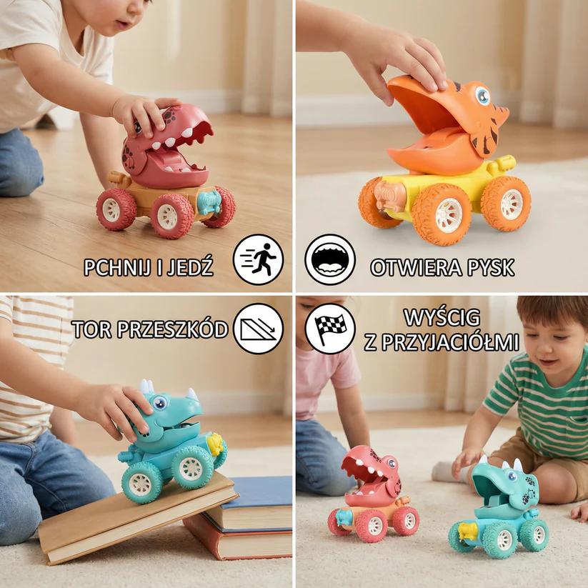 PUSH & DRIVE – Dino Monster Trucki