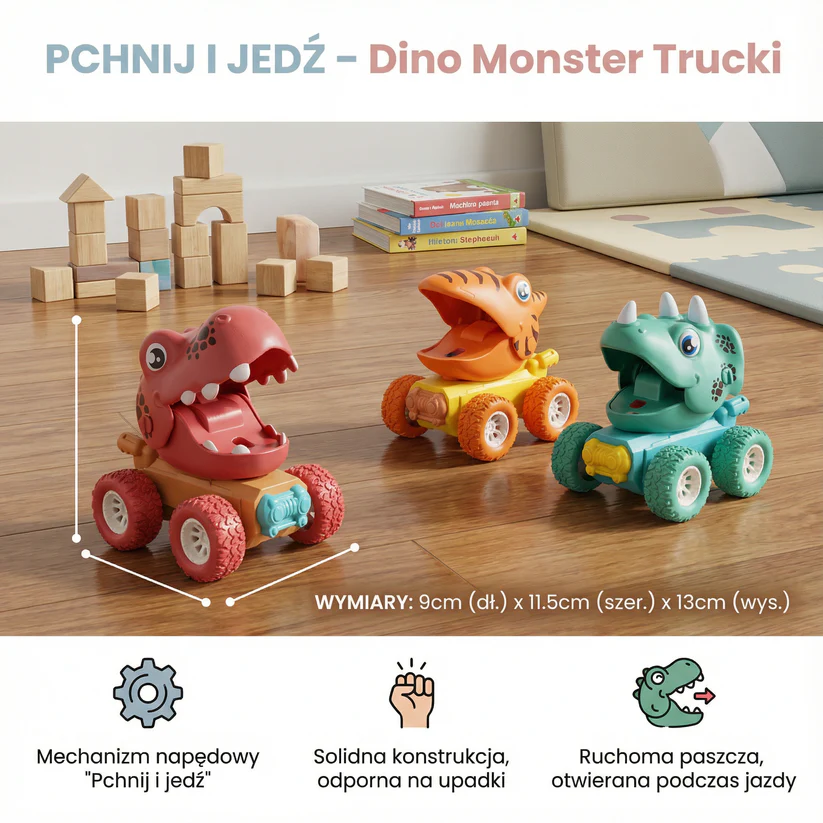 PUSH & DRIVE – Dino Monster Trucki