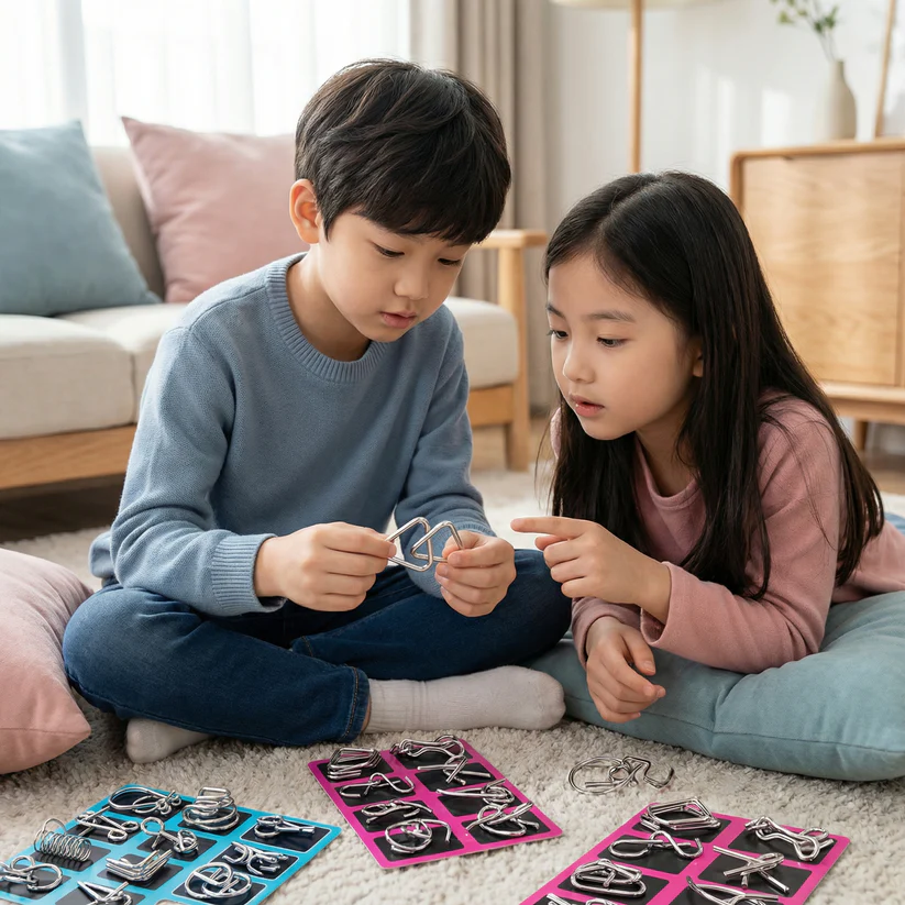 Metalowe Puzzle Pierścieniowe ⎜ Gra Logiczna dla Dzieci i Dorosłych