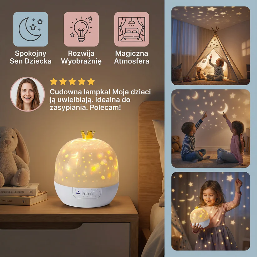 Projektor Nocnego Nieba ⎜ Magiczna Lampa LED z Efektami