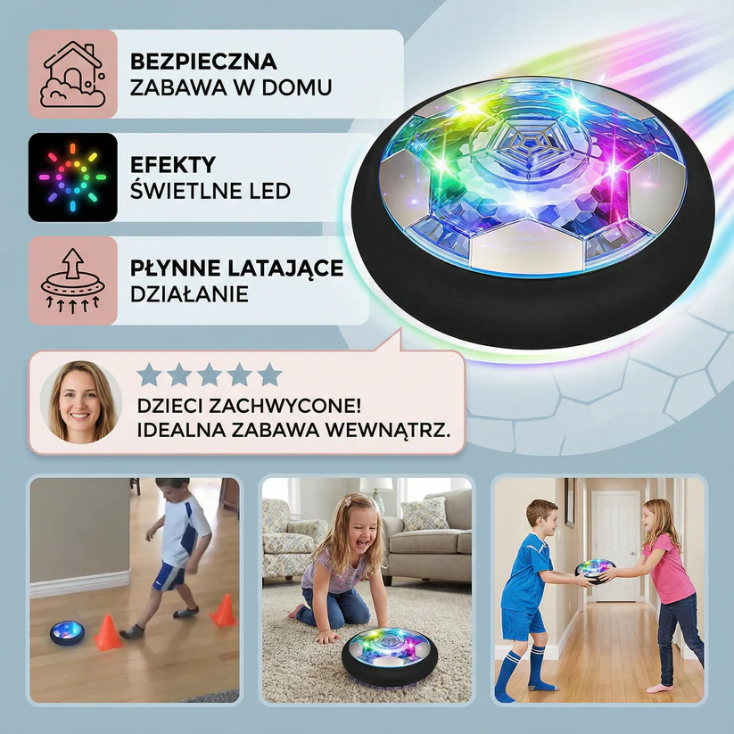 Latająca piłka na poduszce powietrznej