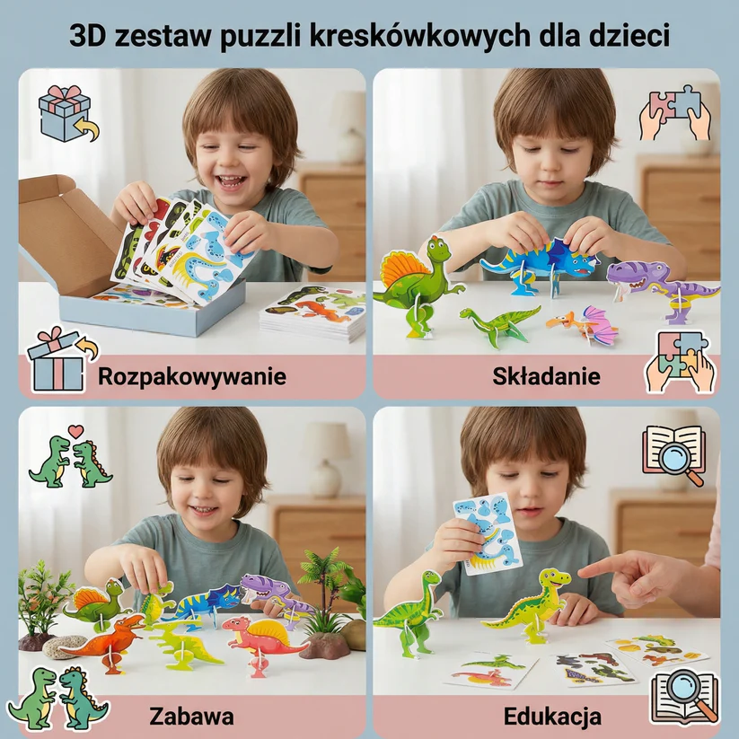 3D zestaw puzzli kreskówkowych dla dzieci